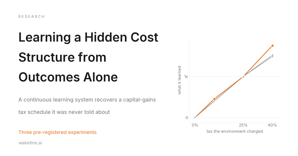 Learning a Hidden Cost Structure from Outcomes Alone